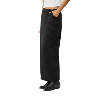 Afends Womens Business Split Maxi Skirt - Black