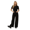 Afends Womens Miami Organic Denim Flared Leg Jumpsuit - Washed Black