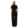 Afends Womens Miami Organic Denim Flared Leg Jumpsuit - Washed Black