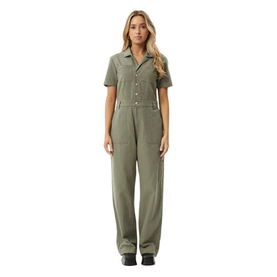 Afends Womens Mika Recycled Canvas Jumpsuit - Olive