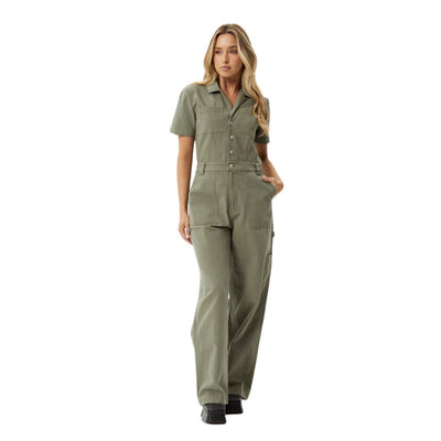 Afends Womens Mika Recycled Canvas Jumpsuit - Olive