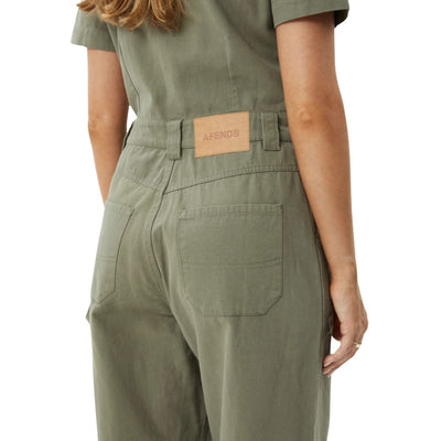 Afends Womens Mika Recycled Canvas Jumpsuit - Olive