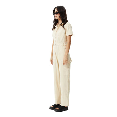 Afends Womens Mika Recycled Carpenter Jumpsuit - Sand