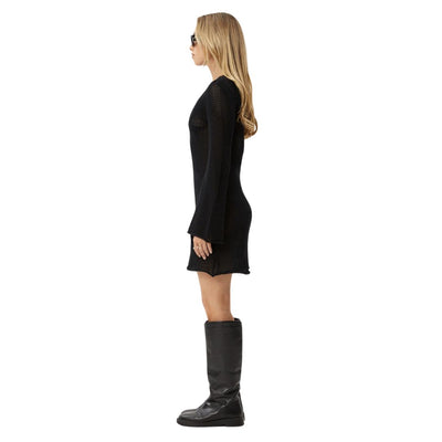 Afends Womens Riley Recycled Knit Mini Dress - Black