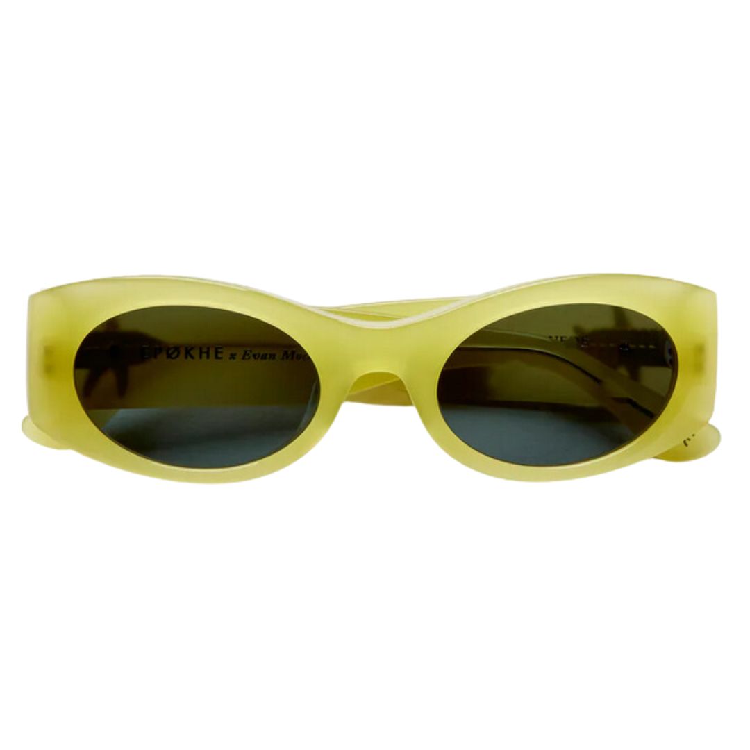 Epøkhe Suede Sunglasses by Evan Mock - Green polished / green