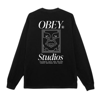 Obey Studios Icon Long Sleeve T-Shirt - Jet Black