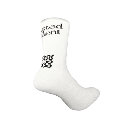 Wasted Talent Crew Socks - White