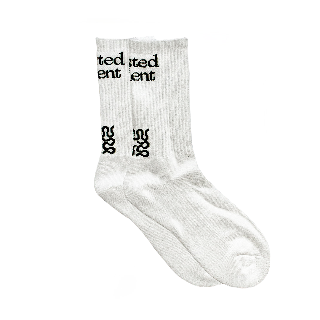 Wasted Talent Crew Socks - White